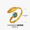 304 Stainless Steel with Synthetic Turquoise Cuff Open Rings WG31EEF-01-1