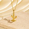 Cinco de Mayo Brass Pave Cubic Zirconia Cactus Pendant Necklaces for Women WG6DDE4-06-1