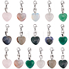 16Pcs Heart Natural & Synthetic Gemstone Pendant HJEW-BM0001-56-1