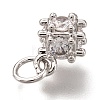Brass Micro Pave Clear Cubic Zirconia Charms ZIRC-B002-46P-2