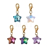 Electroplate Glass Star Pendant Decoration HJEW-JM01583-01-1