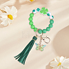1Pc Butterfly with Clover Silicone & Imitation Leather Tassel Keychains HJEW-BM0001-89-7