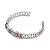 Brass Pave Colorful Cubic Zirconia Open Cuff Bangles for Women BJEW-S147-32P-B-2