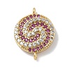 Rack Plating Brass Micro Pave Orchid & Clear Cubic Zirconia Vortex Connector Charms KK-A234-057G-1