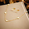 Heart Stainless Steel & Natural Shell Necklaces & Stud Earrings Sets FS-WGB84F7-02-1