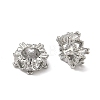 Heart Brass Micro Pave Clear Cubic Zirconia European Beads KK-D228-25P-1