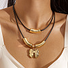 Alloy & CCB Plastic Bowknot Pendant Double Layer Black Cord Necklaces FS-WG4655B-12-1