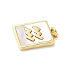 Brass Pave Natural White Shell Pendants KK-S522-09G-G-3