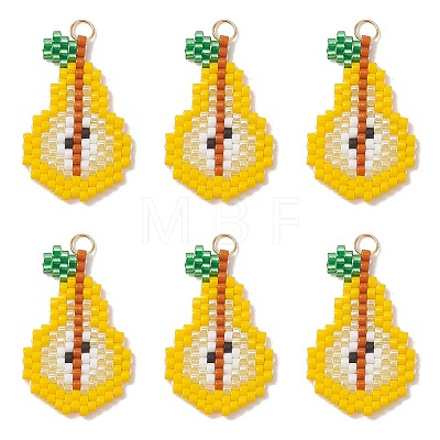 Fruit Theme Glass Seed Beaded Pendants PALLOY-MZ01357-05-1