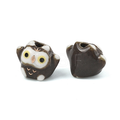 Cute Hand Painted Mini Owl Porcelain Beads PORC-F014-01B-1