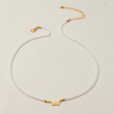 Alloy Number 888 Pendant Resin Imitation Pearl White Round Beaded Necklaces for Women FS-WGE7FDC-08-1