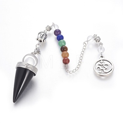 Chakra Jewelry Natural Obsidian Cone Dowsing Pendulums G-G771-E01-1
