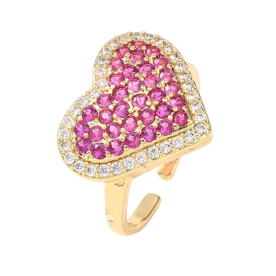 Brass Micro Pave Cubic Zirconia Cuff Open Rings RJEW-F204-07B-G-1