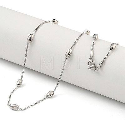 Non-Tarnish 304 Stainless Steel Box Chain Oval Link Necklaces NJEW-P315-01B-P-1