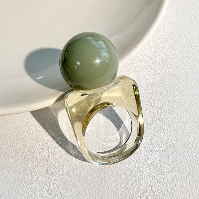 Resin Round Bead Finger Rings FS-WG38F74-02-1