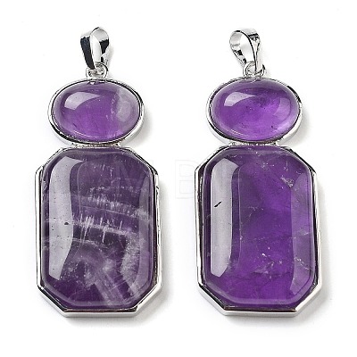 Natural Amethyst Human Body Shaped Pendants G-P552-03P-01-1