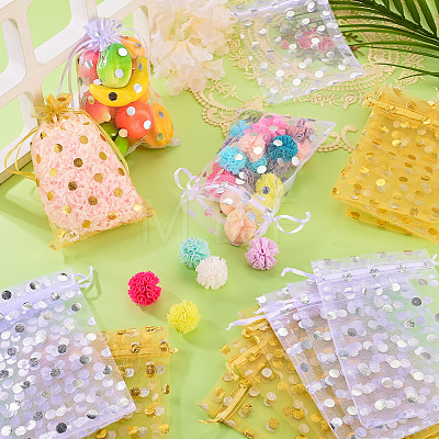 20Pcs 2 Colors Hot Stamping Polka Dot Organza Jewelry Drawstring Bags ABAG-TADJ0001-06C-1