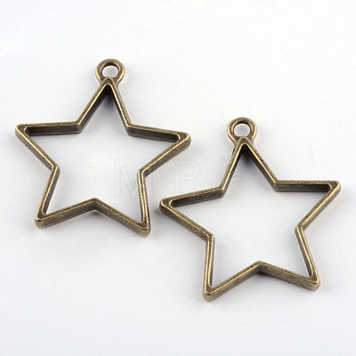 Rack Plating Alloy Star Open Back Bezel Pendants LS-PALLOY-S047-40E-FF-1
