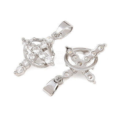 Brass Pave Clear Cubic Zirconia Pendants KK-CBA6A75-55B-P-1