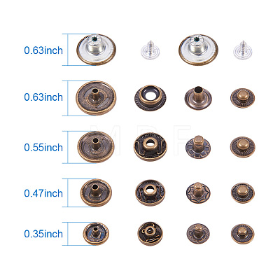1Box Mixed Metal Jewelry Snap Fastener BUTT-WH0001-01-1