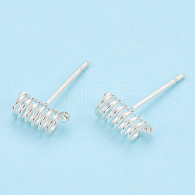 925 Sterling Silver Spring Spiral Stud Earrings STER-T005-04-1