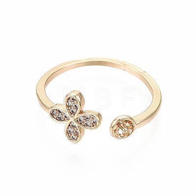 Brass Micro Pave Clear Cubic Zirconia Peg Bails Cuff Finger Ring Settings X-KK-S360-014-NF-1