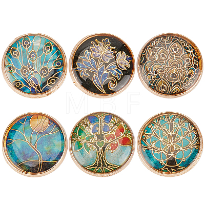24Pcs 6 Styles 1-Hole Alloy Shank Buttons BUTT-CY0001-44A-1