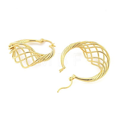 Rack Plating Brass Hollow Twist Hoop Earrings EJEW-P240-08G-1