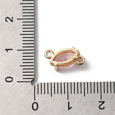 Brass Pave Glass Connector Charms KK-C062-070G-1