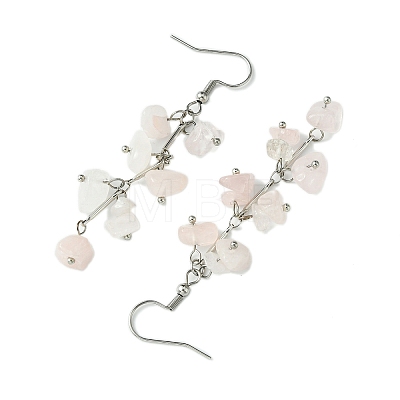 Natural Rose Quartz Dangle Earrings for Women EJEW-TA00553-01-1