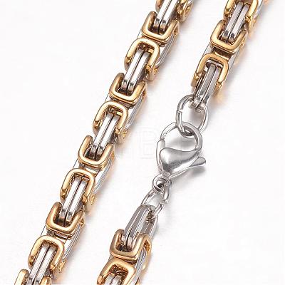 201 Stainless Steel Byzantine Chain Necklaces NJEW-K062-01C1-5mm-1