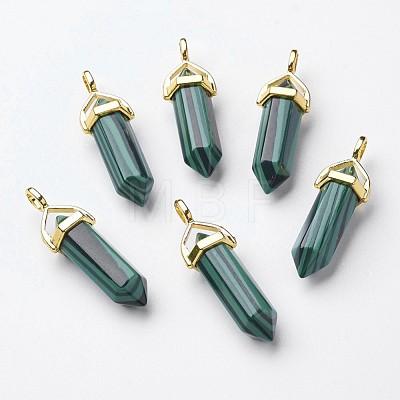 Synthetic Malachite Double Terminated Pointed Pendants G-G902-C10-1