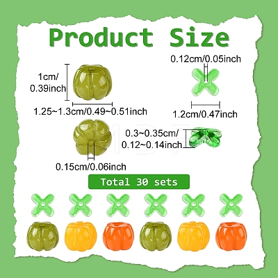 30Pcs 3 Colors Autumn Resin Pumpkin Beads RESI-YW0006-50-1