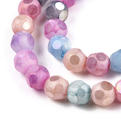 Opaque Frosted Glass Beads Strands X-EGLA-N006-076I-1