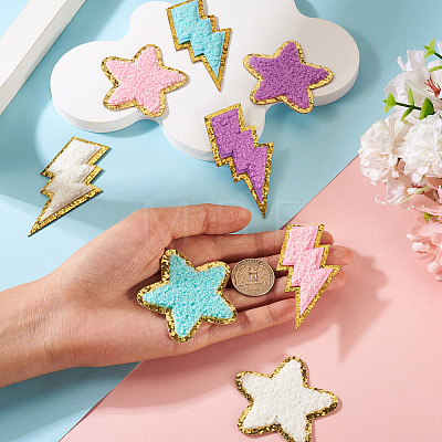 8Pcs 8 Colors Polyester Self-adhesion Embroider Thread Iron on/Sew On Patches PATC-TA0001-35-1