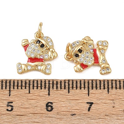 Christmas Brass Micro Pave Cubic Zirconia Enamel Charms KK-L255-19G-09-1
