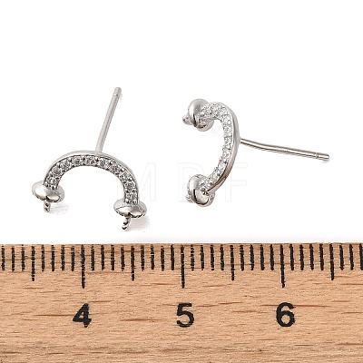 925 Sterling Silver with Cubic Zirconia Stud Earrings Findings STER-Z007-09P-1