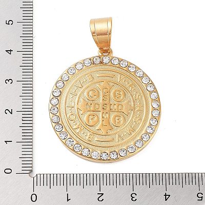 Ion Plating(IP) 304 Stainless Steel Micro Pave Clear Cubic Zirconia Pendants STAS-K281-01G-1