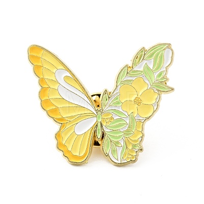 Flower Butterfly Enamel Pin JEWB-J005-07G-G-1