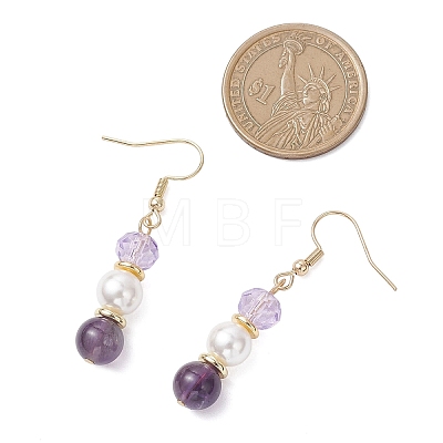 Round Natural Amethyst Dangle Earrings EJEW-JE06778-03-1