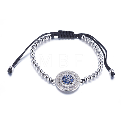 Adjustable Brass Braided Beaded Bracelets BJEW-F282-29-RS-1
