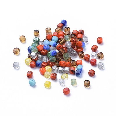 Transparent & Opaque Czech Glass Beads GLAA-O018-04-1