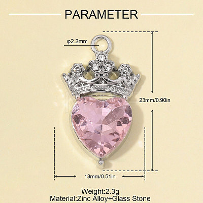 Zinc Alloy with Light Rose Rhinestone Pendants RB-OY001-82P-1