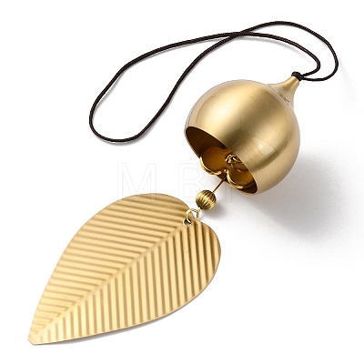 Leaf Brass Wind Chimes AJEW-P110-01B-1