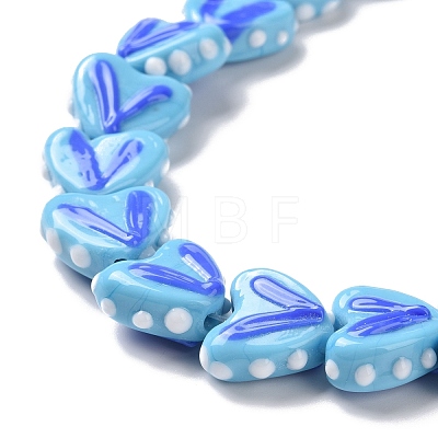 Heart Handmade Lampwork Beads Strands LAMP-G150-01E-1