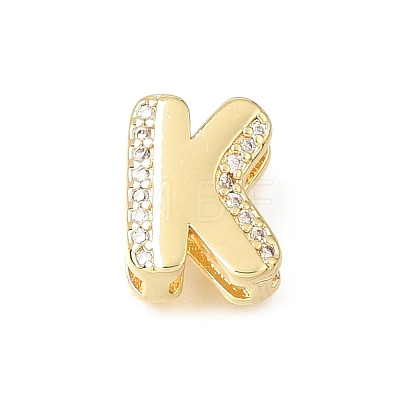 Brass Micro Pave Clear Cubic Zirconia Initial Spacer Bars KK-E802-34G-K-1