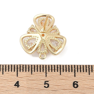 Brass Micro Pave Cubic Zirconia Stud Earring Findings KK-Z094-09G-1