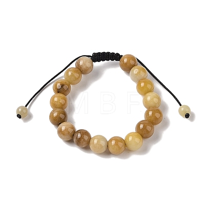 10mm Round Natural Topaz Jade Braided Bead Bracelets BJEW-C067-01C-24-1