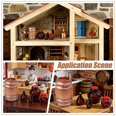 5Pcs Wood Barrels Miniature Ornaments DIY-WH0308-915-1