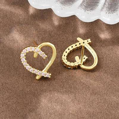 Brass Micro Pave Cubic Zirconia Stud Earrings CU-CBACDF6-02G-1